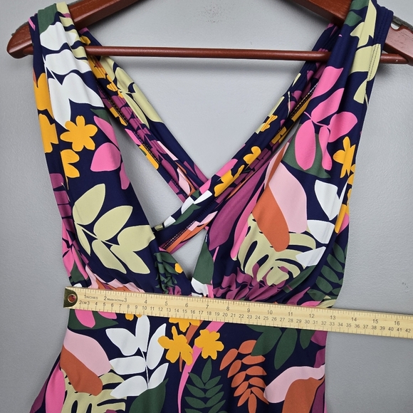 SEA ANGEL One Piece Floral Swim Suit Multicolored Navy Womens Size XL - Picture 10 of 15